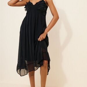 Anthropologie Black Butterfly Midi Dress